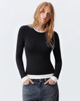 Layered Crew Neck Fitted Shirt - Long Sleeve
