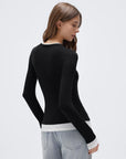 Layered Crew Neck Fitted Shirt - Long Sleeve