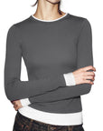 Layered Crew Neck Fitted Shirt - Long Sleeve