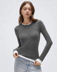 Layered Crew Neck Fitted Shirt - Long Sleeve