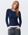 Layered Crew Neck Fitted Shirt - Long Sleeve