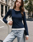 Layered Crew Neck Fitted Shirt - Long Sleeve