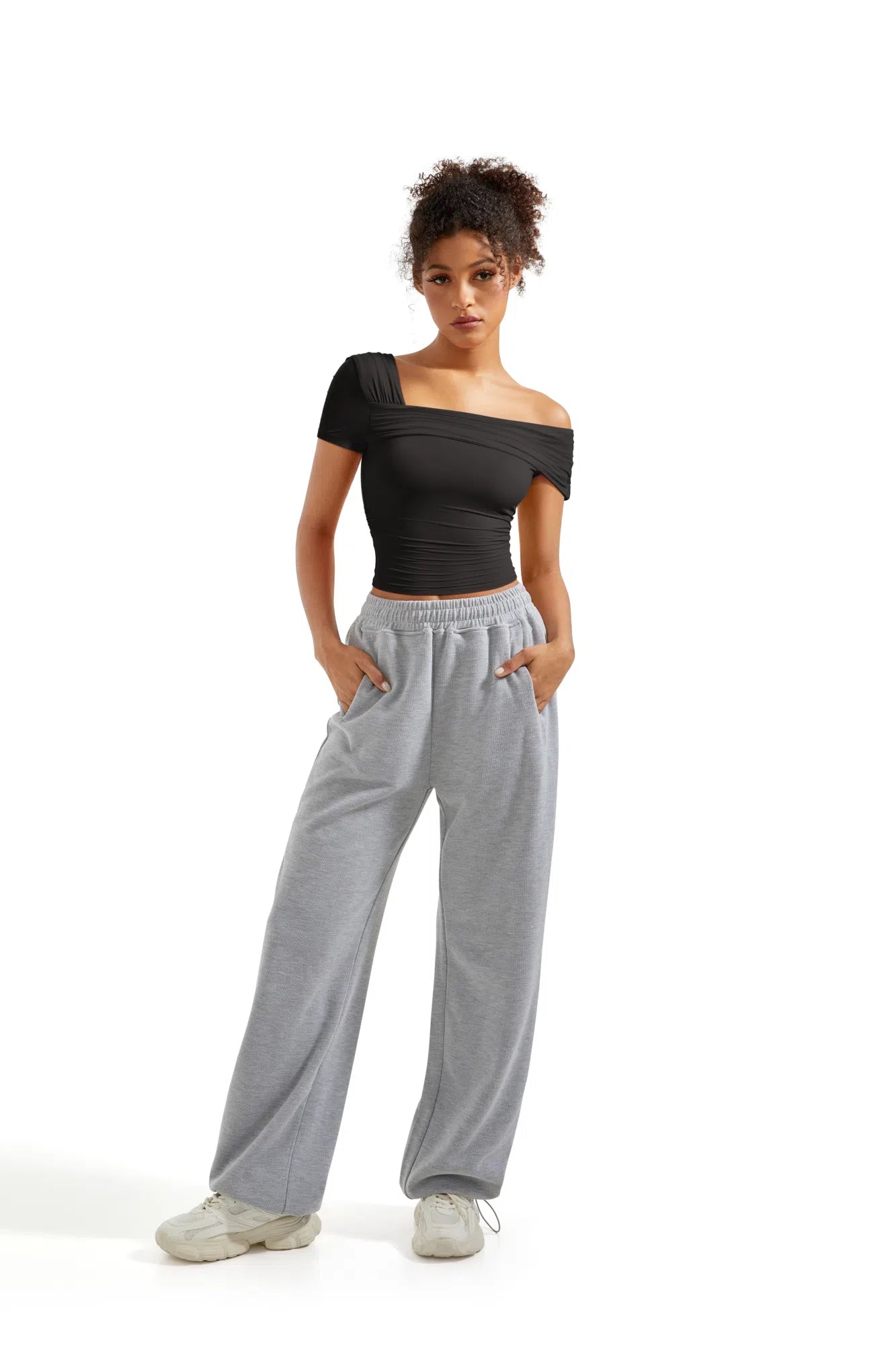 One Off Shoulder Ruched Short Shirt-Clothing-SUUKSESS-SUUKSESS