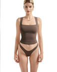 Buttery Soft Square Neck Tank Top-Clothing-SUUKSESS-Brown-XS-SUUKSESS