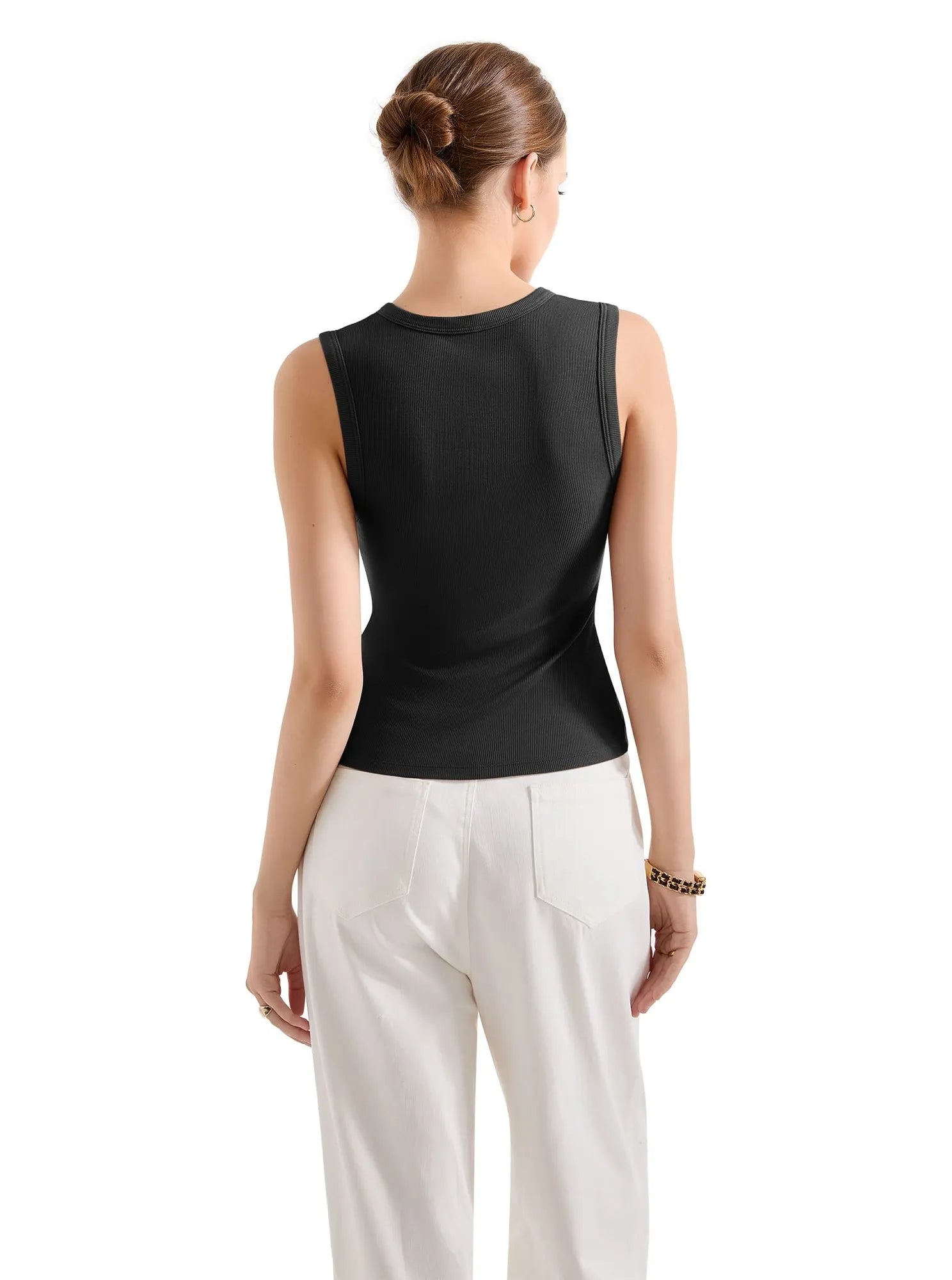 Button Style Cotton Ribbed Sleeveless Top-SUUKSESS-SUUKSESS