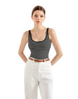 Cotton Ribbed U Neck Tank Top