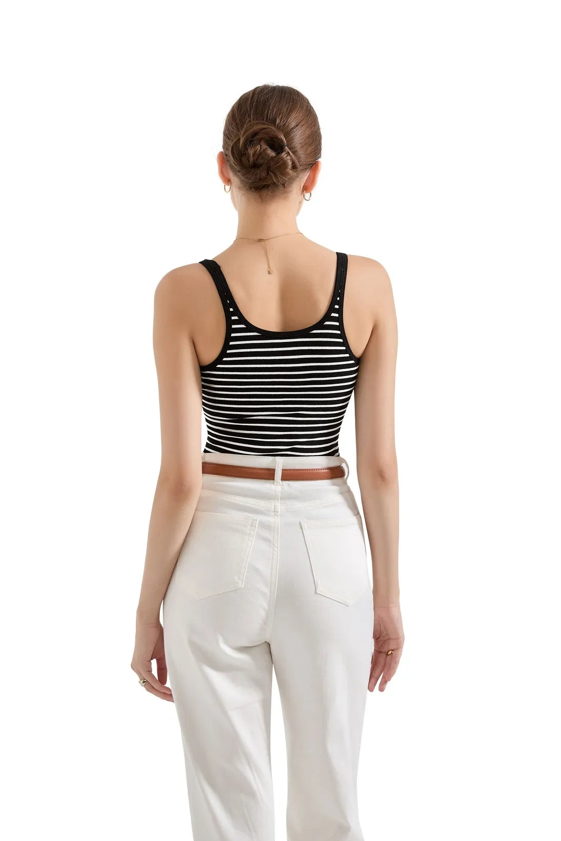 Cotton Ribbed U Neck Tank Top