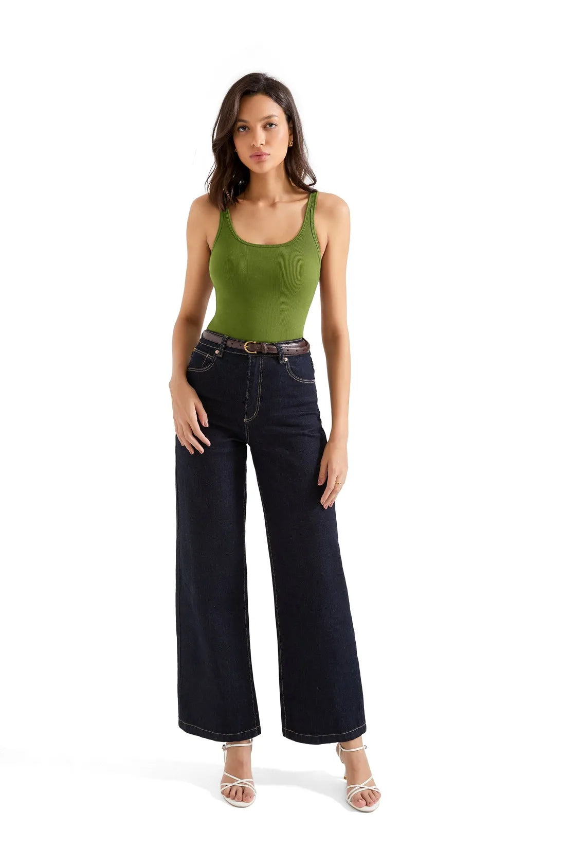 Cotton Ribbed U Neck Tank Top