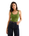 Cotton Ribbed U Neck Tank Top