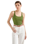 Cotton Ribbed U Neck Tank Top