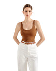 Cotton Ribbed U Neck Tank Top
