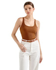 Cotton Ribbed U Neck Tank Top