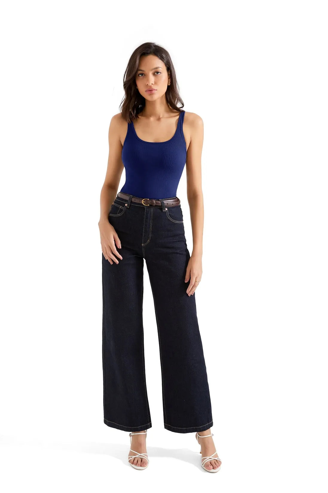 Cotton Ribbed U Neck Tank Top