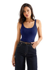 Cotton Ribbed U Neck Tank Top