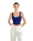 Cotton Ribbed U Neck Tank Top