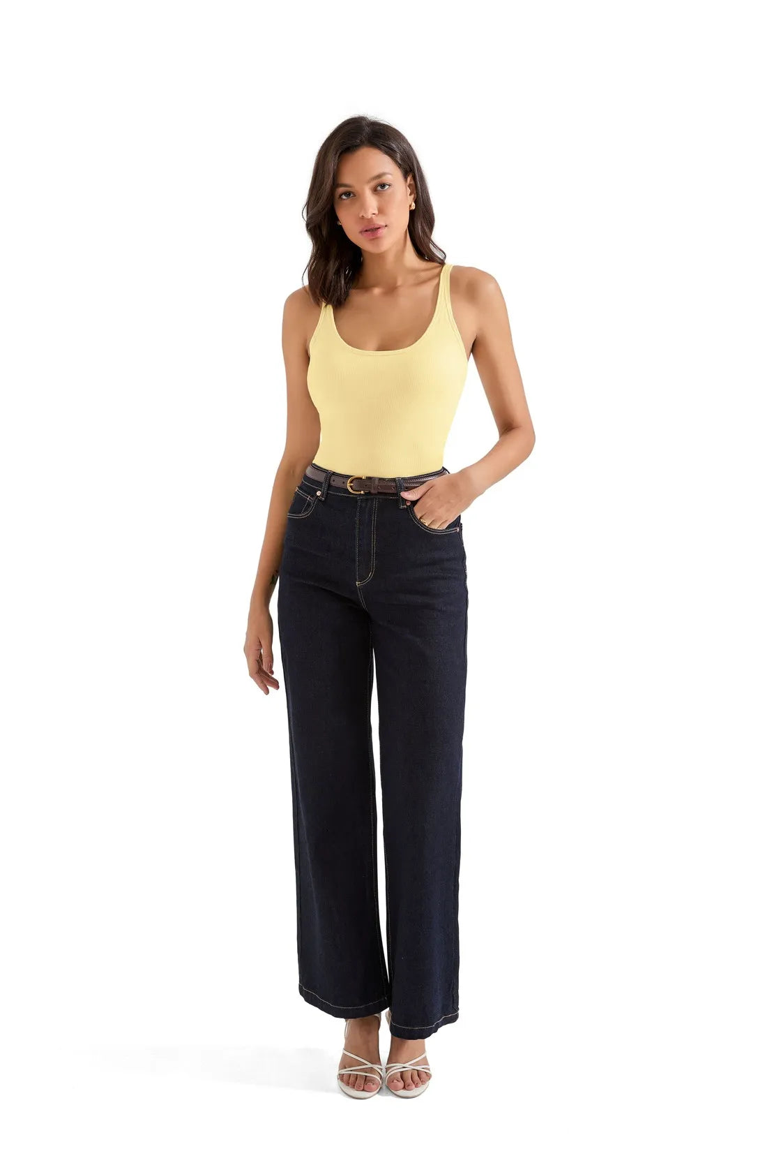 Cotton Ribbed U Neck Tank Top