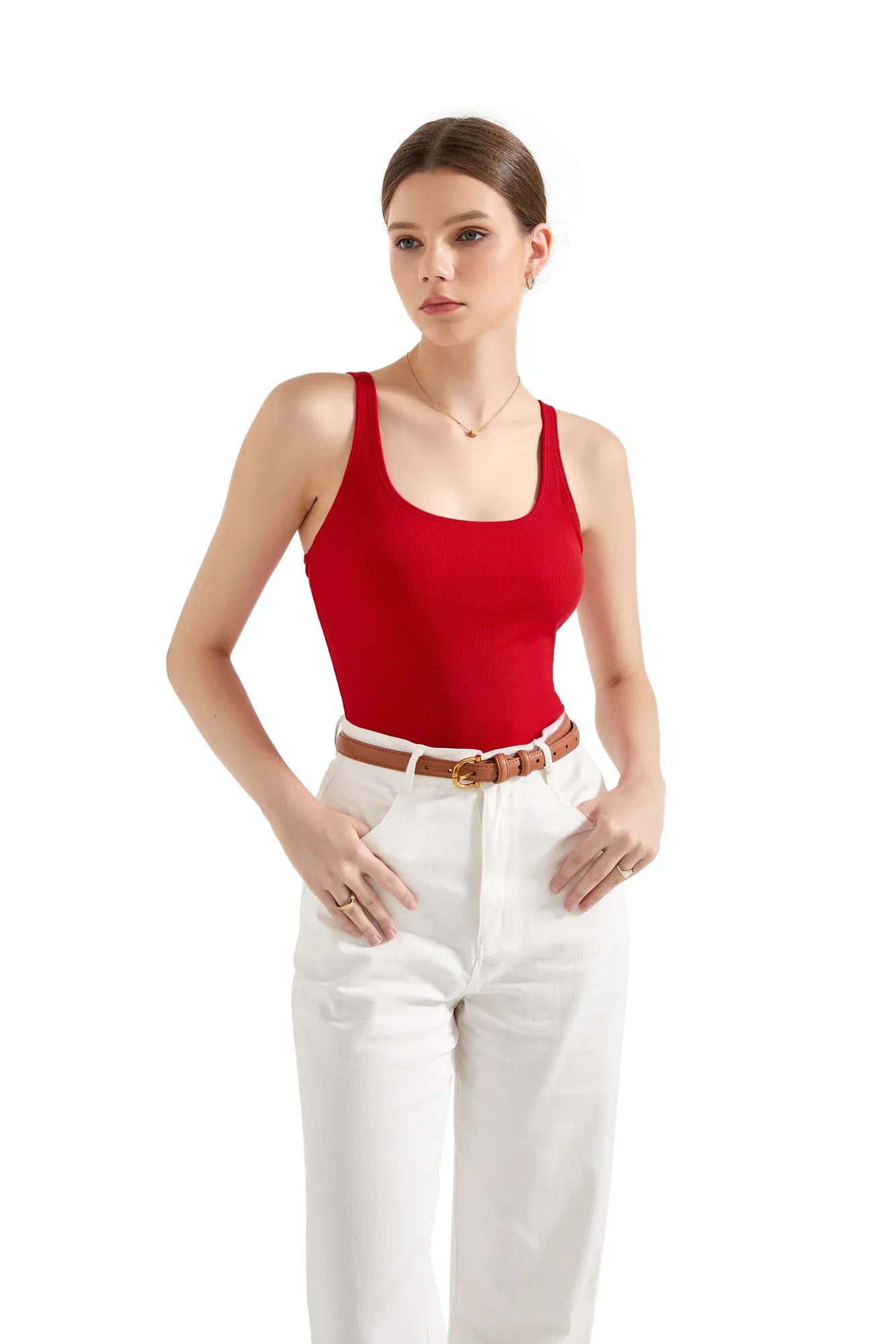 Ribbed U Neck Tank Top-Clothing-SUUKSESS-SUUKSESS