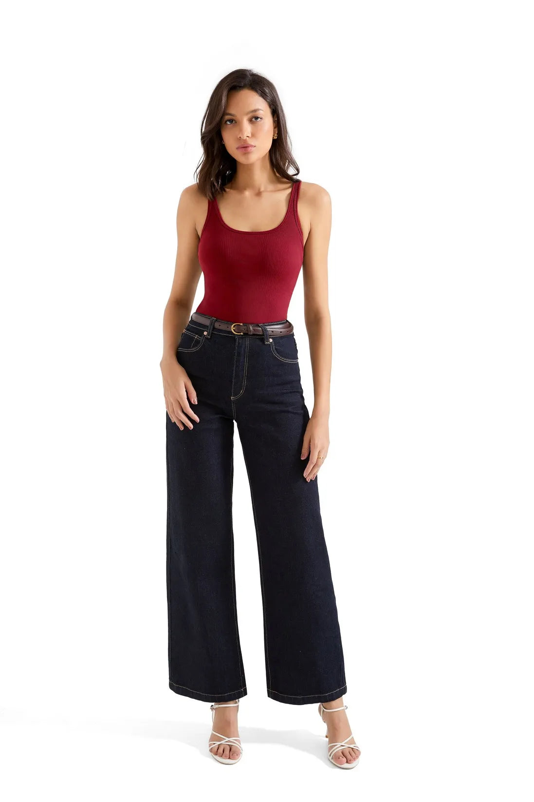 Cotton Ribbed U Neck Tank Top