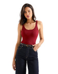 Cotton Ribbed U Neck Tank Top