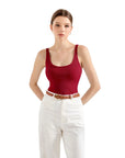 Cotton Ribbed U Neck Tank Top
