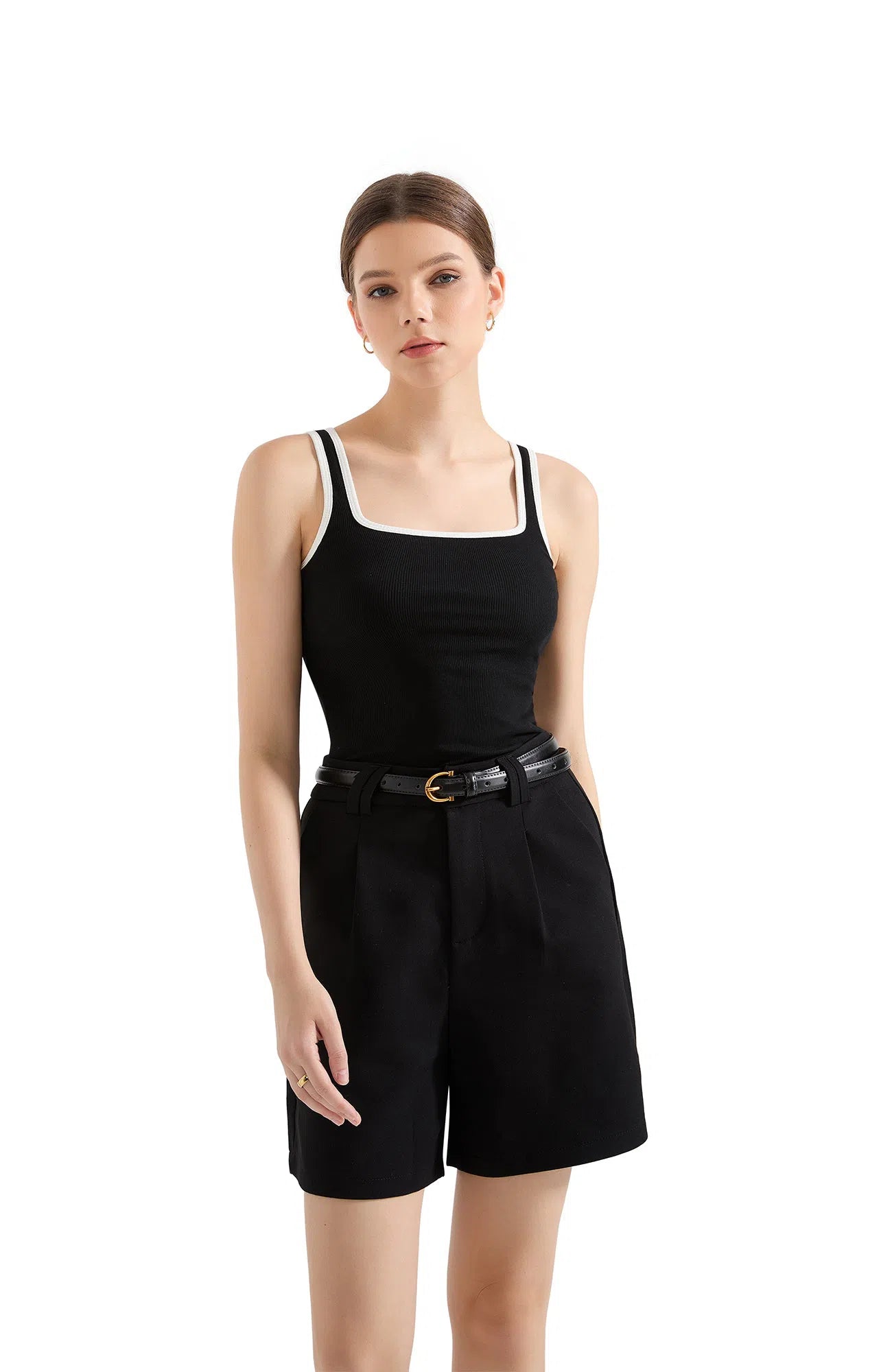 Cotton Ribbed Square Neck Tank Top