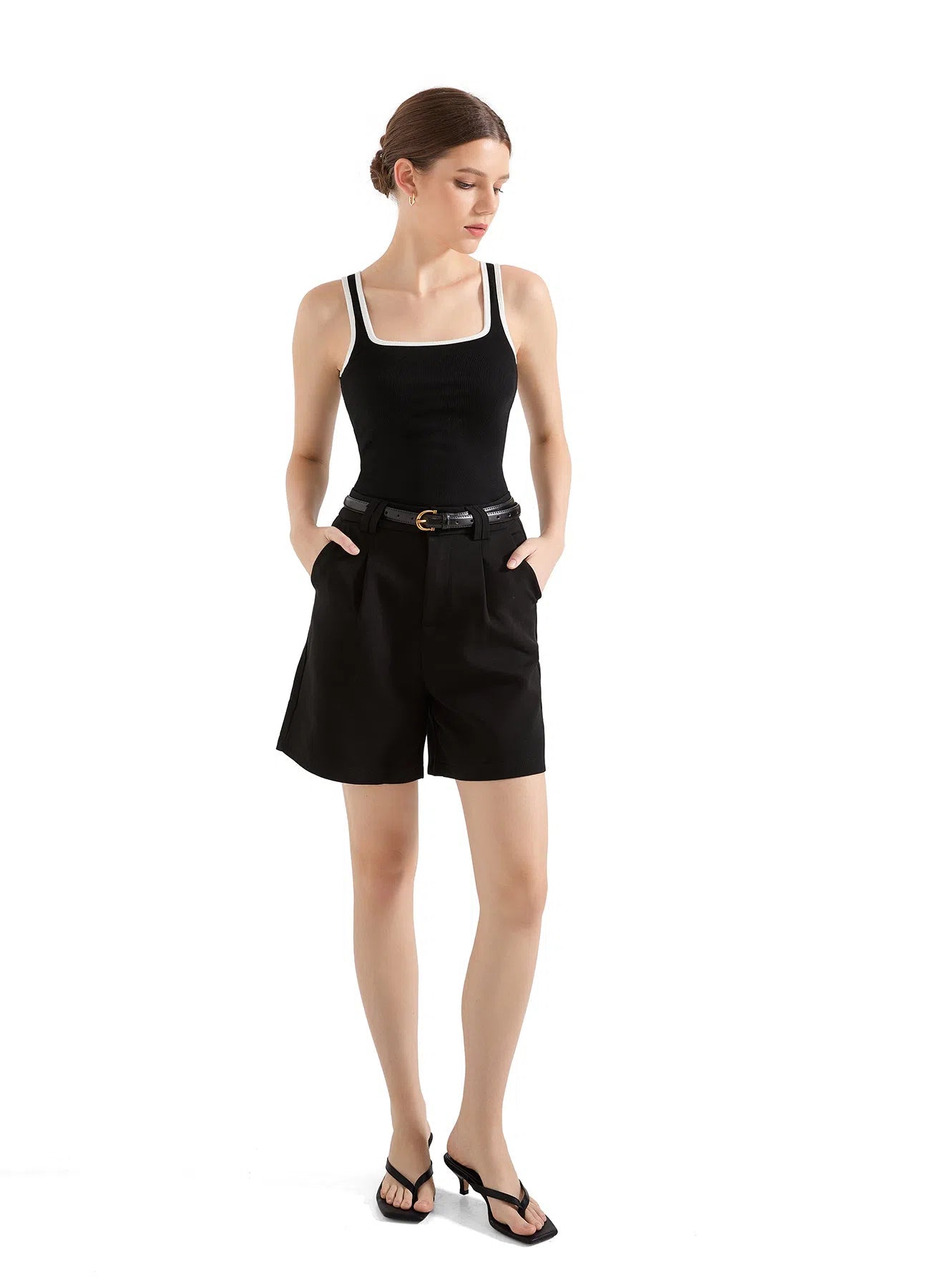 Cotton Ribbed Square Neck Tank Top