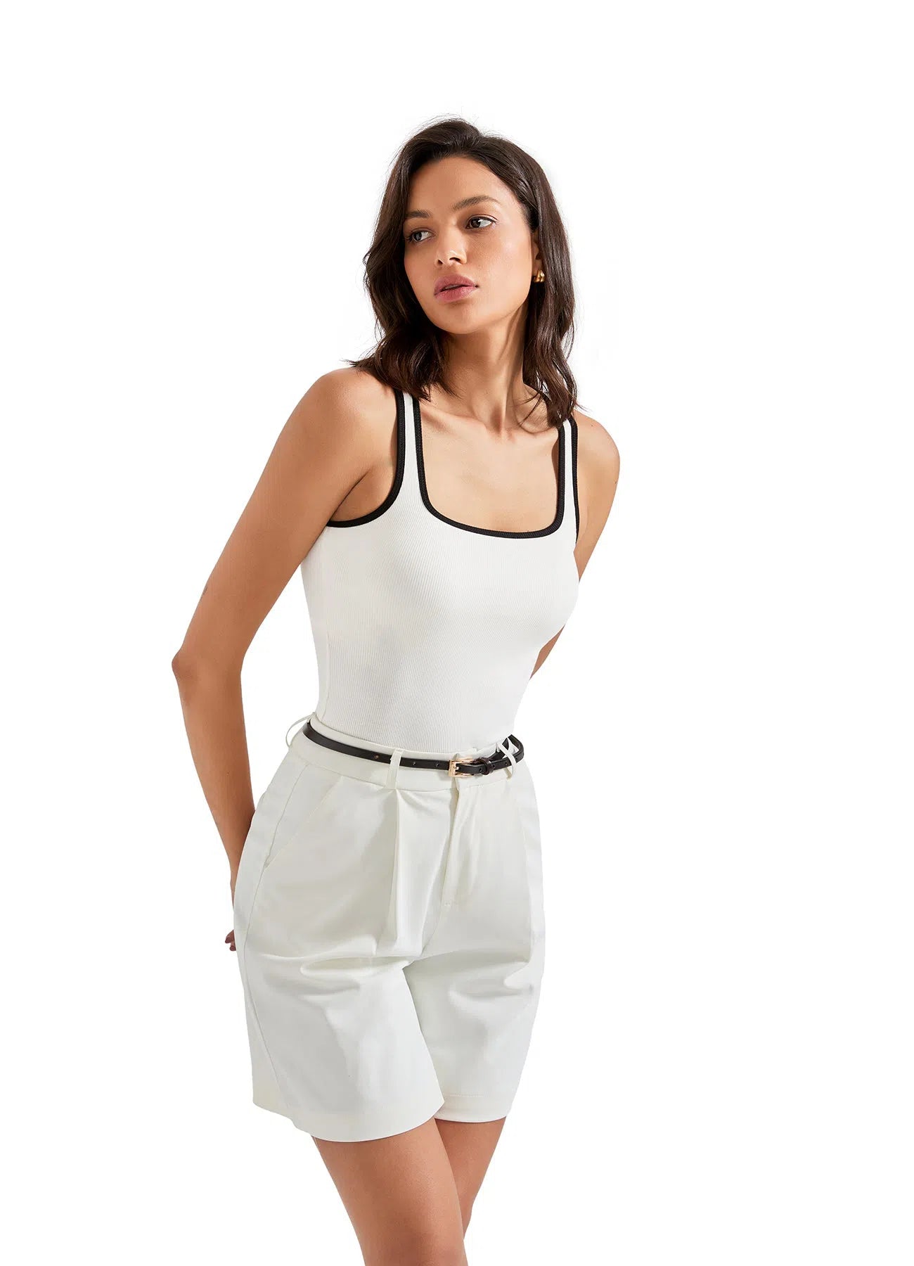Cotton Ribbed Square Neck Tank Top