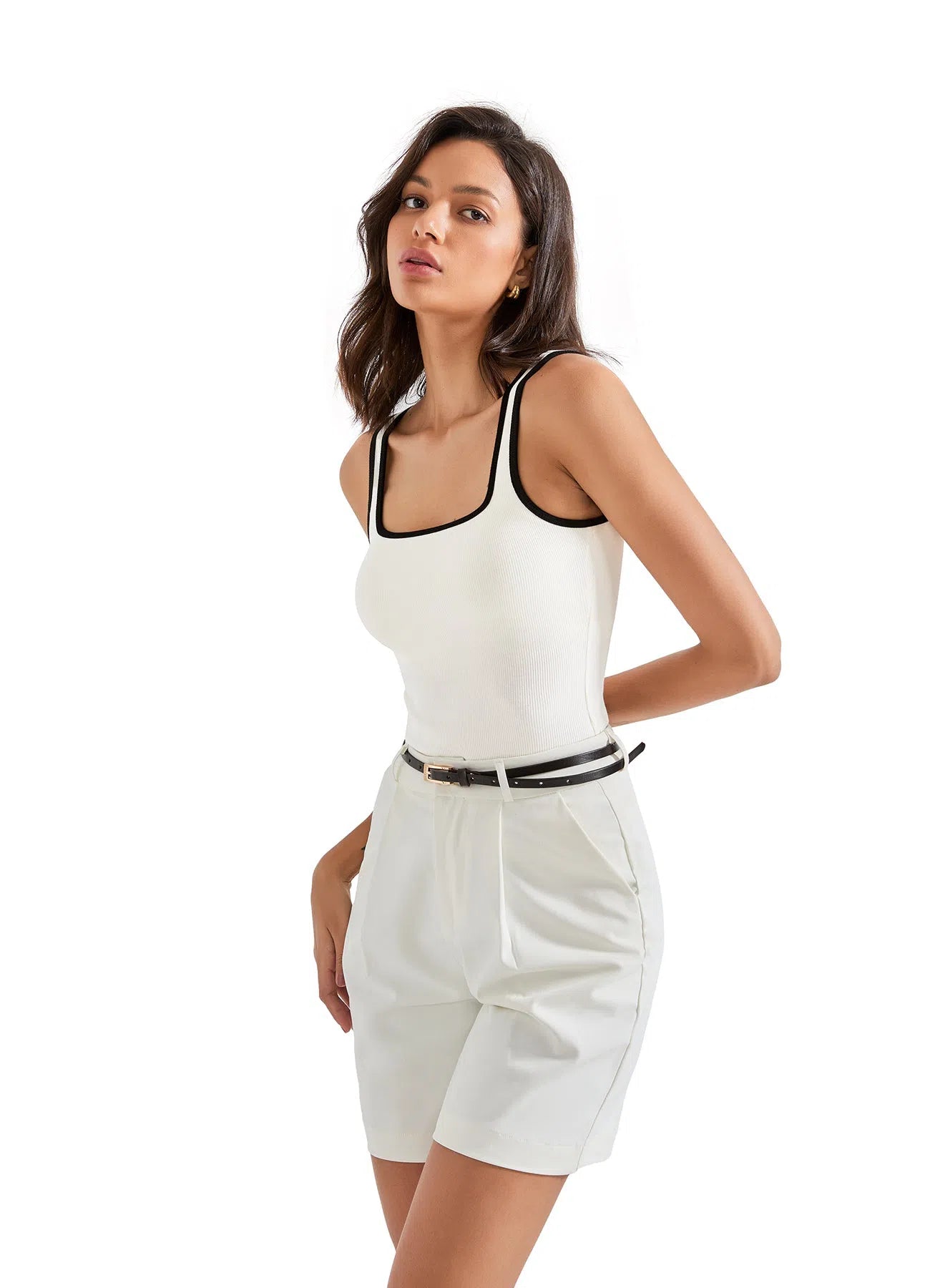 Cotton Ribbed Square Neck Tank Top