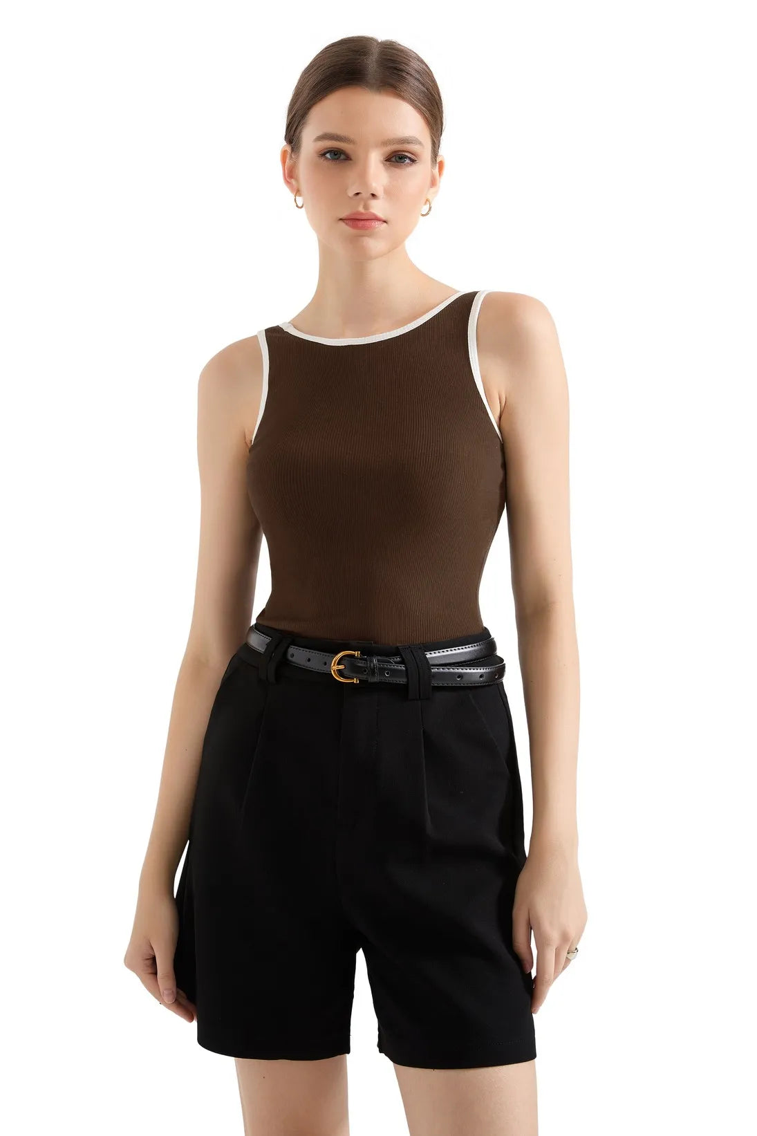 Cotton Ribbed Square Neck Tank Top