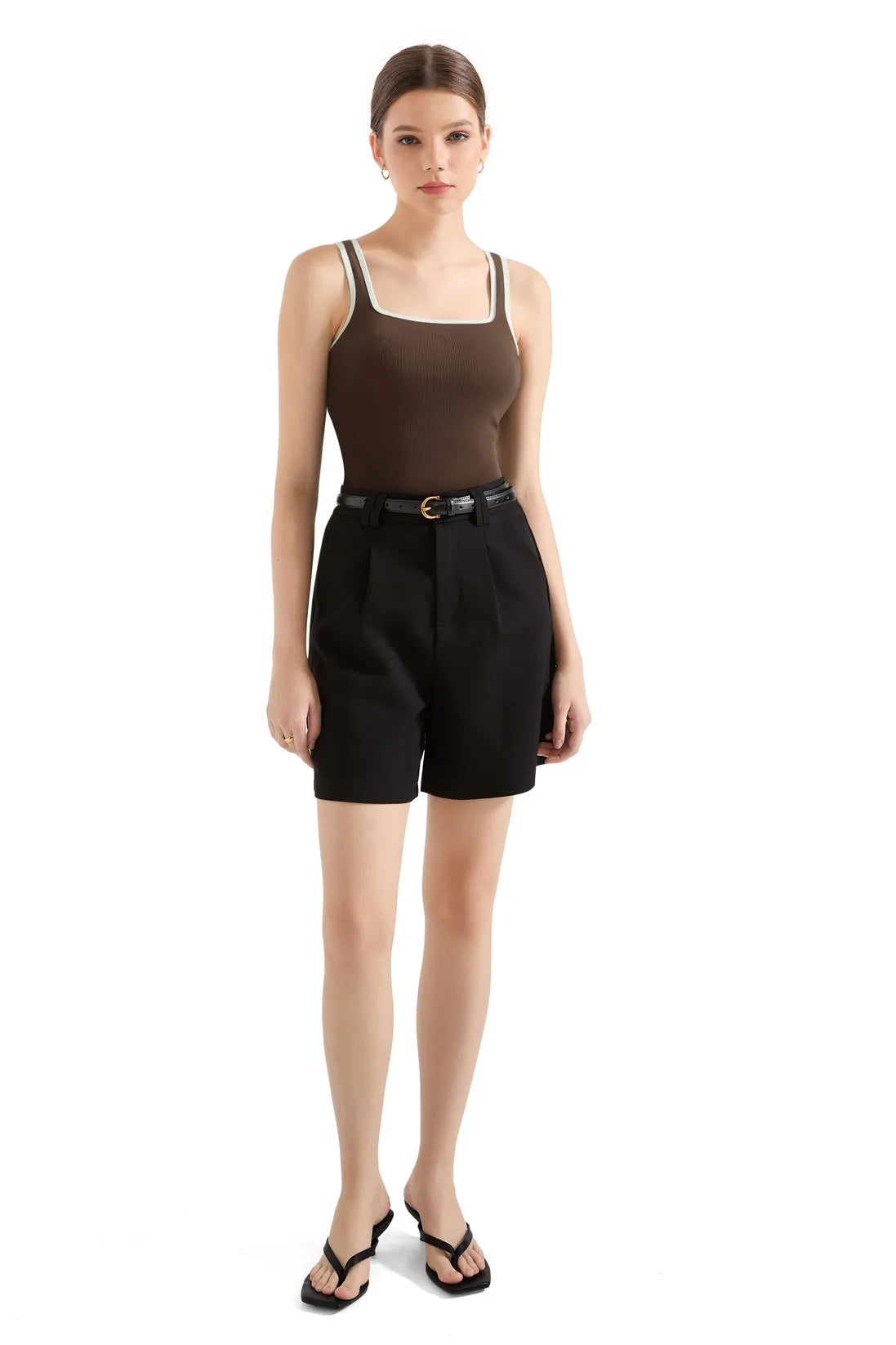 Cotton Ribbed Square Neck Tank Top