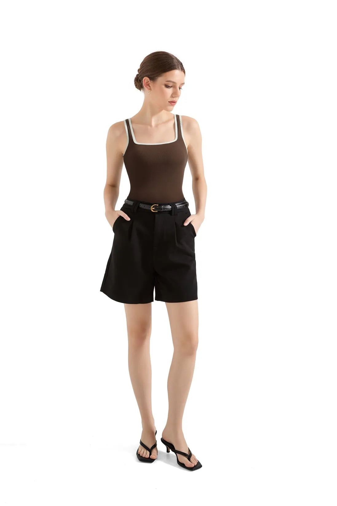 Cotton Ribbed Square Neck Tank Top