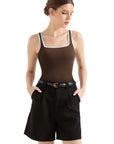 Cotton Ribbed Square Neck Tank Top