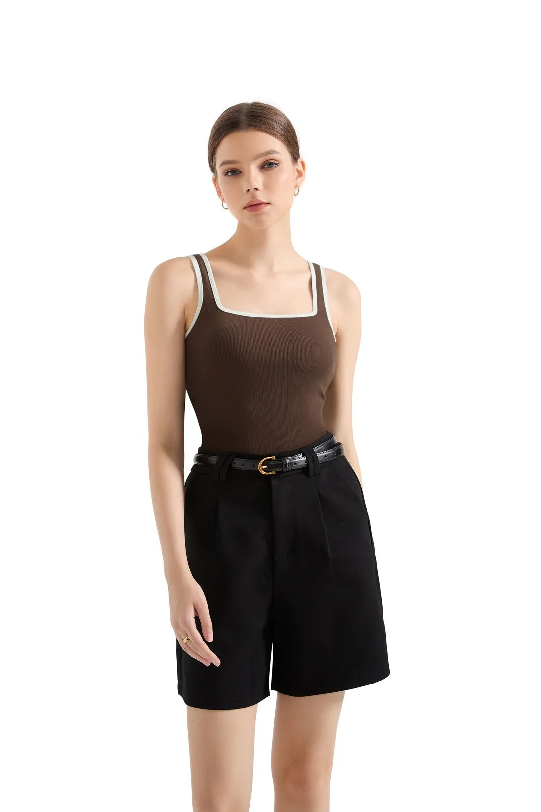Cotton Ribbed Square Neck Tank Top