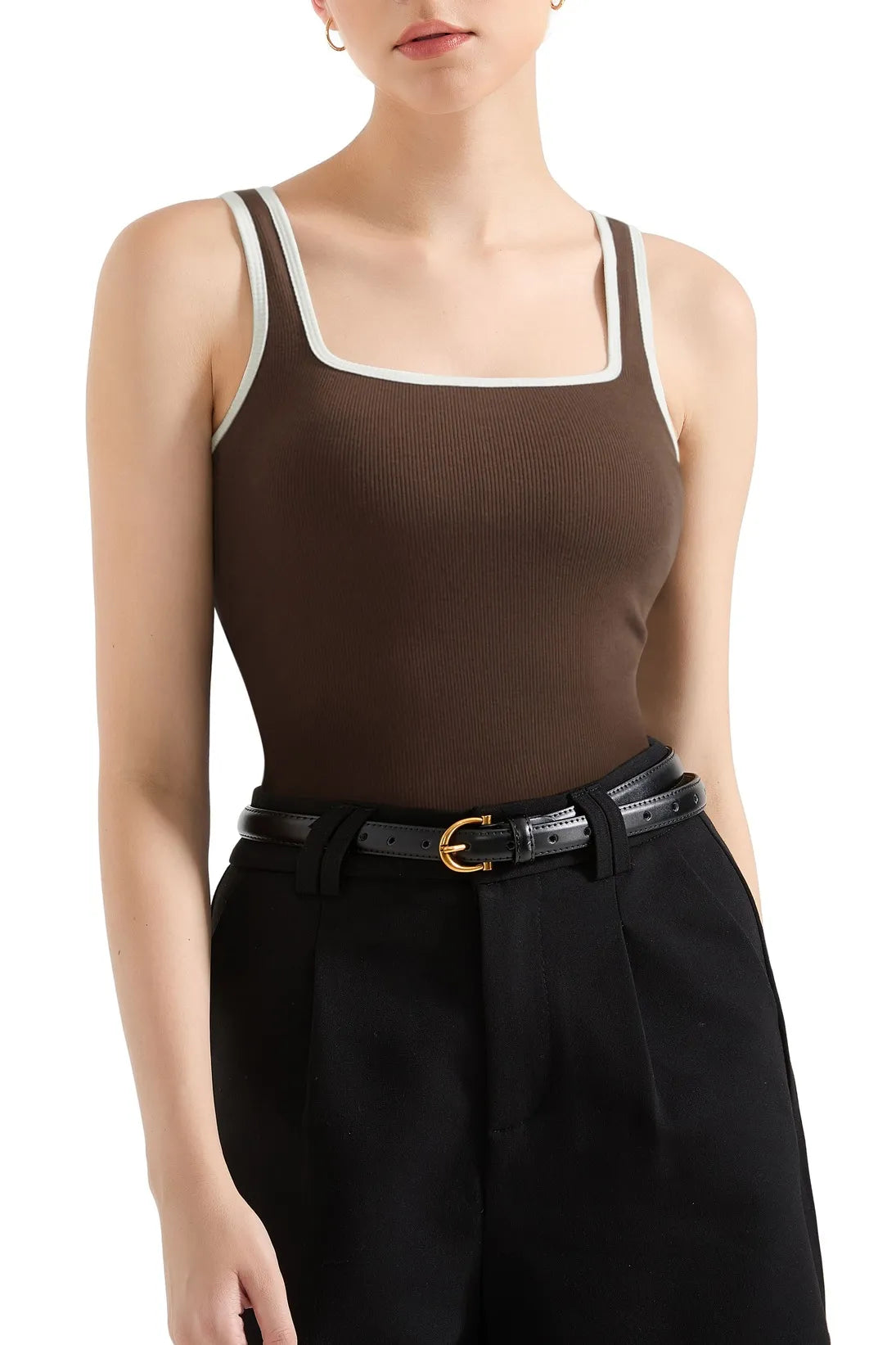Cotton Ribbed Square Neck Tank Top