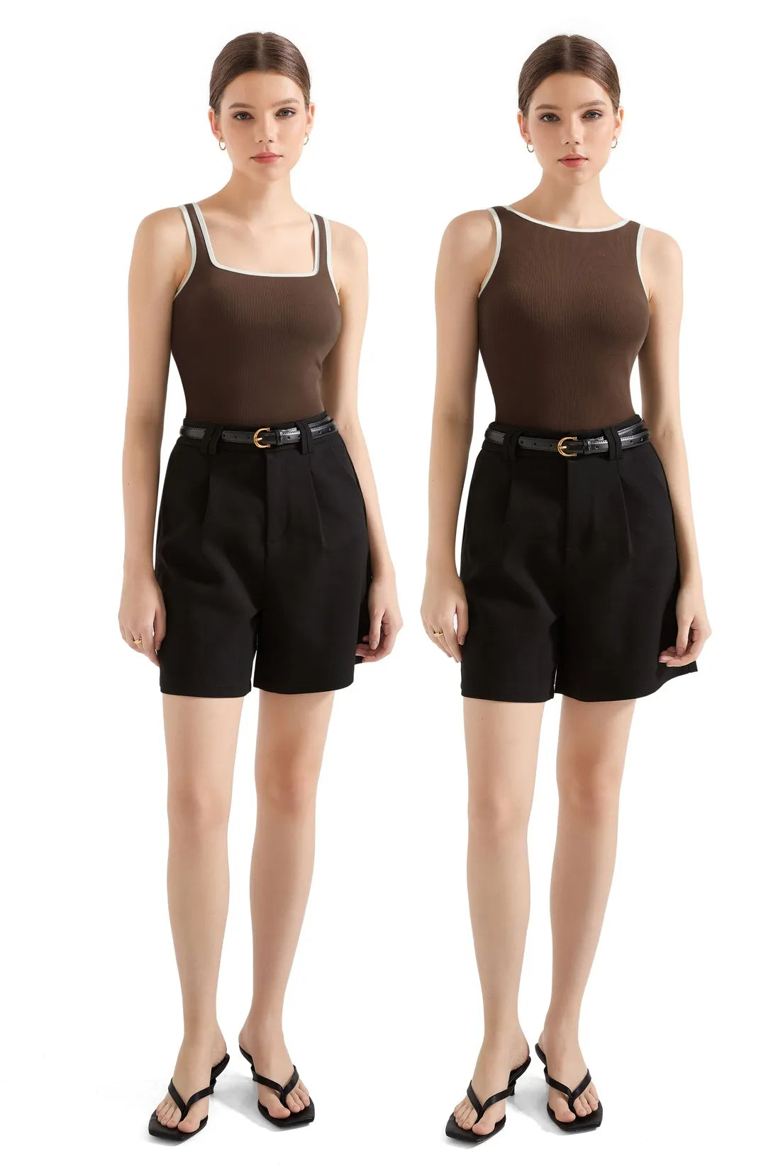 Cotton Ribbed Square Neck Tank Top