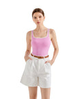Cotton Ribbed Square Neck Tank Top