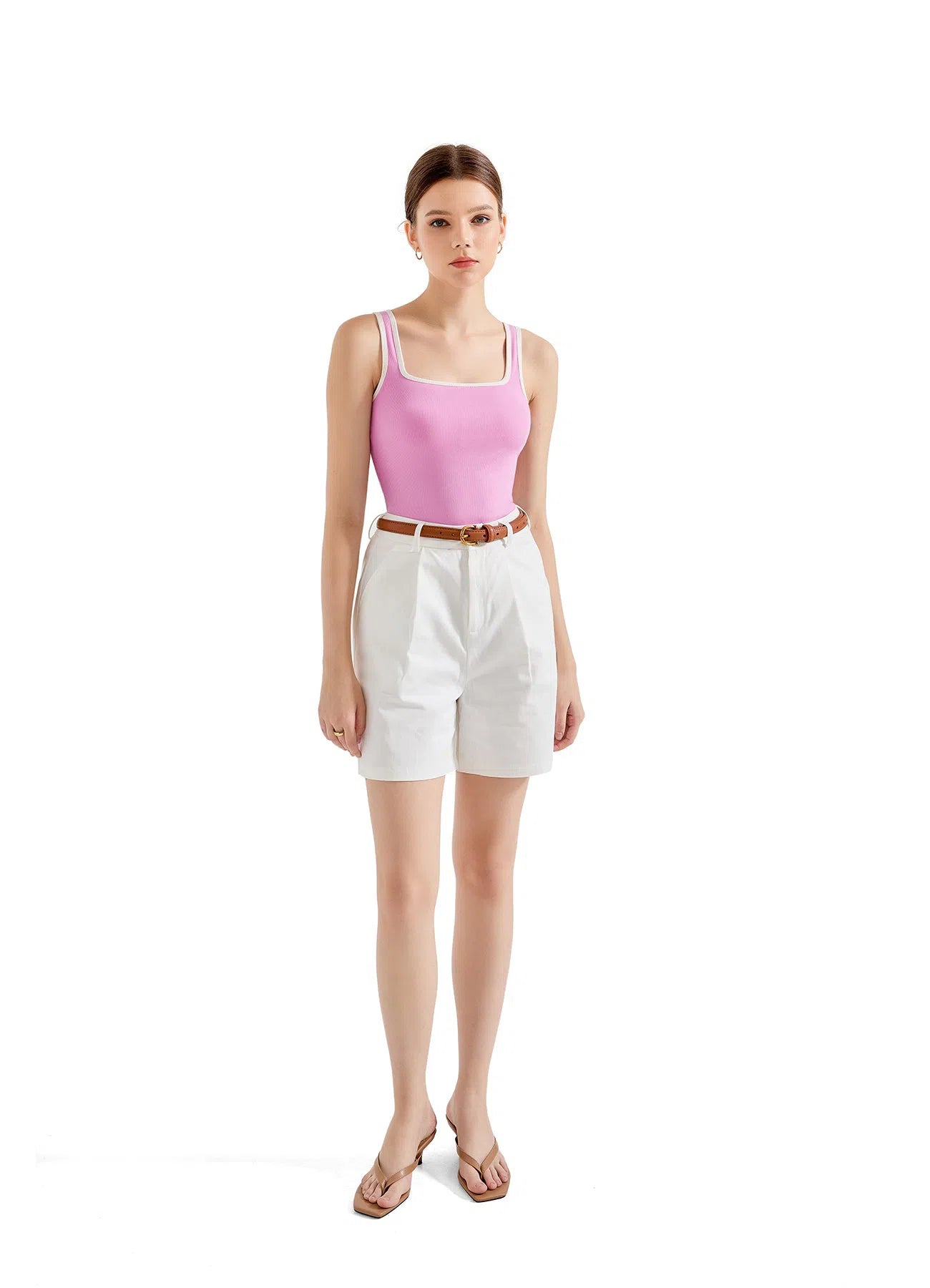 Cotton Ribbed Square Neck Tank Top