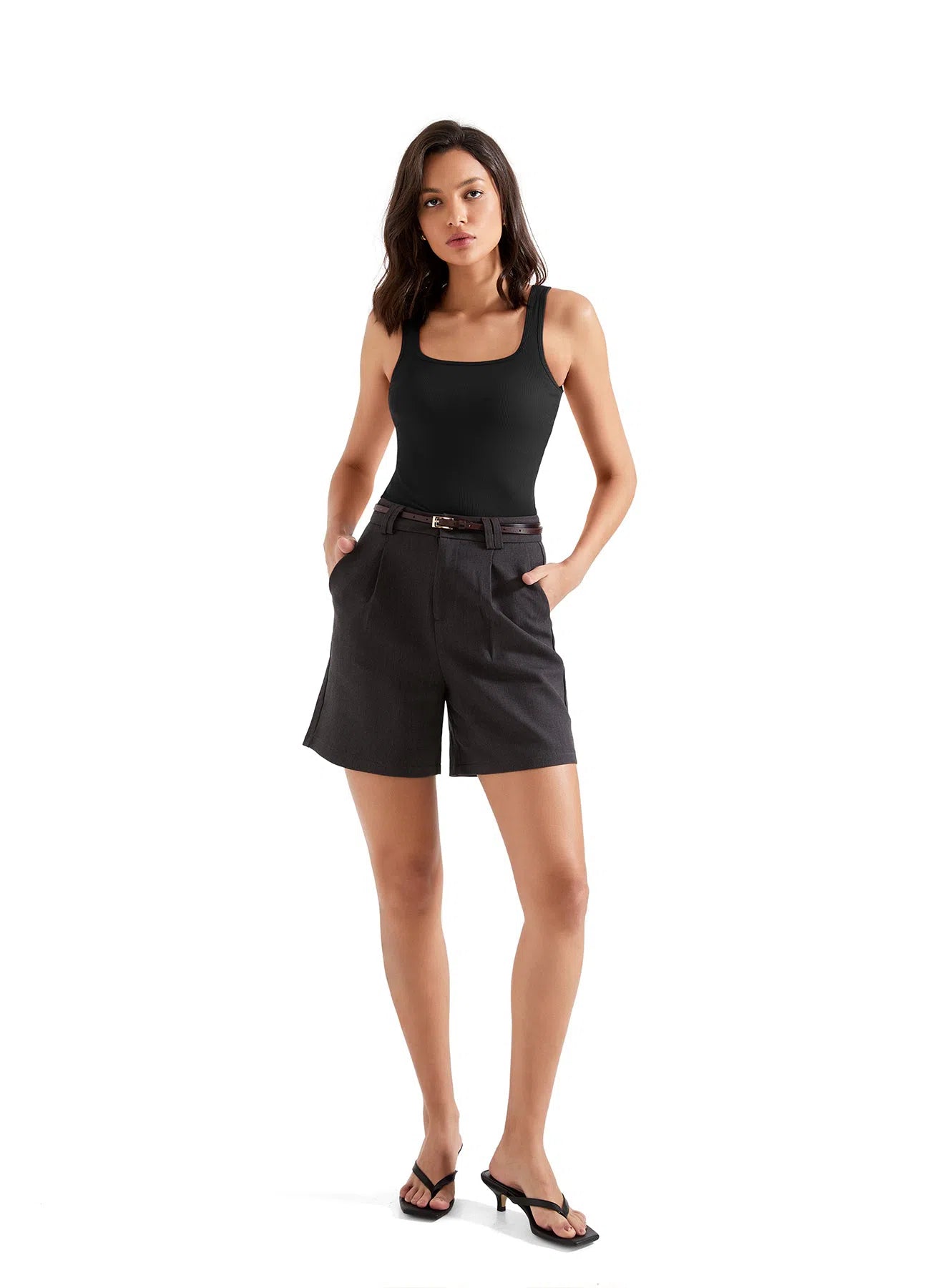 Cotton Ribbed Square Neck Tank Top