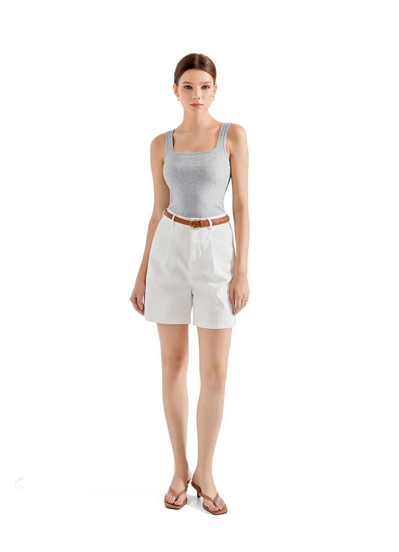 Cotton Ribbed Square Neck Tank Top