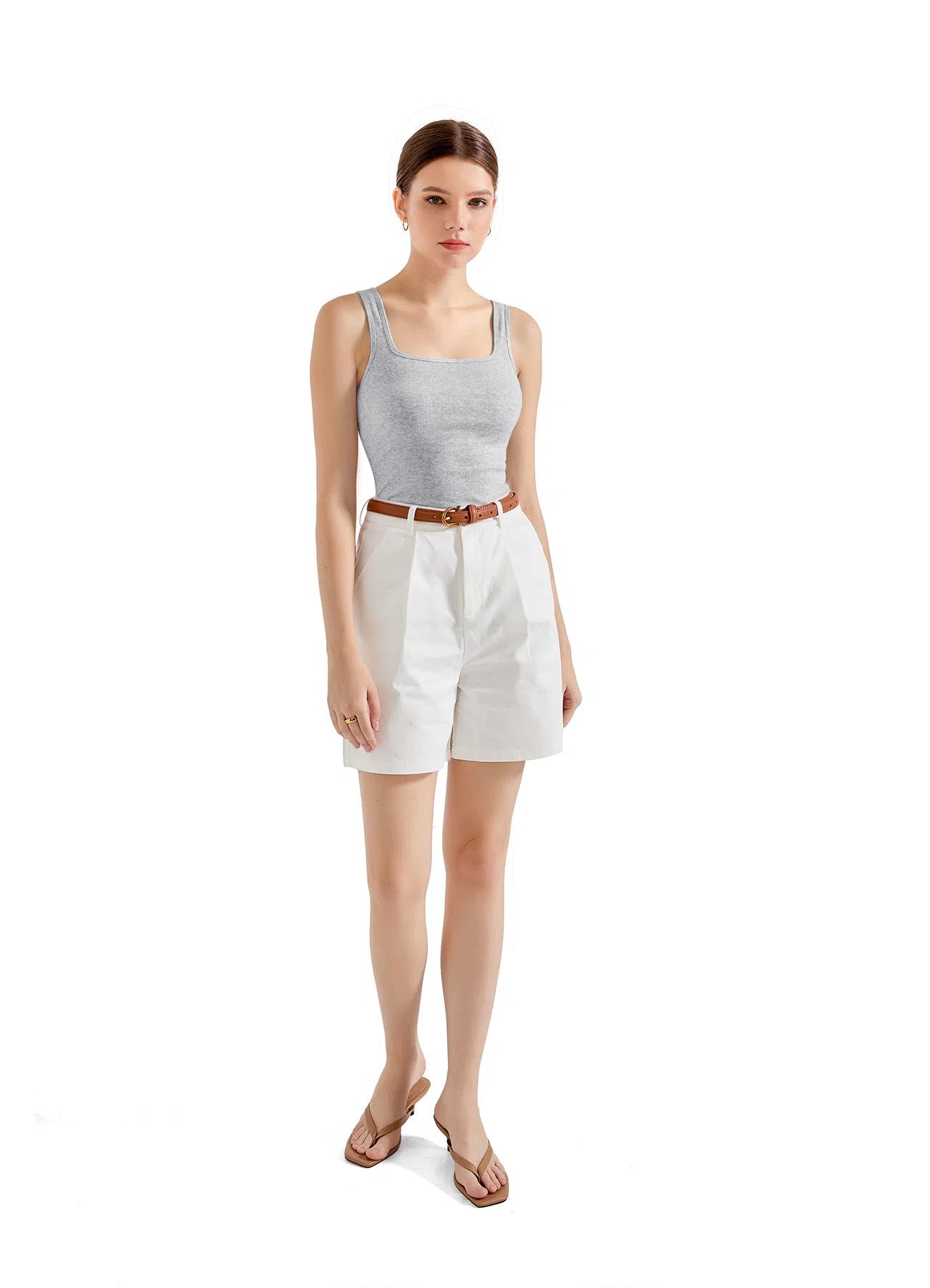 Cotton Ribbed Square Neck Tank Top