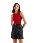 Cotton Ribbed Square Neck Tank Top