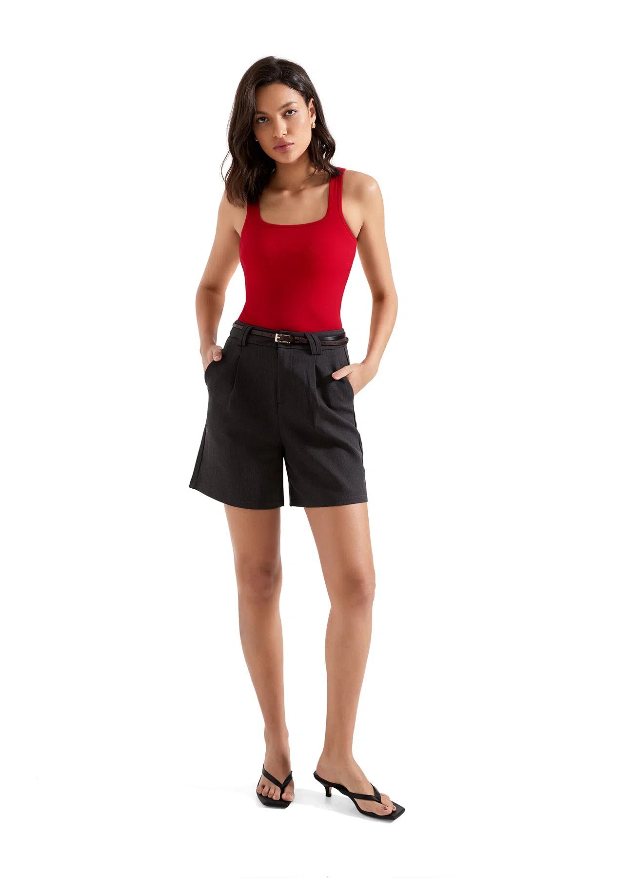 Cotton Ribbed Square Neck Tank Top