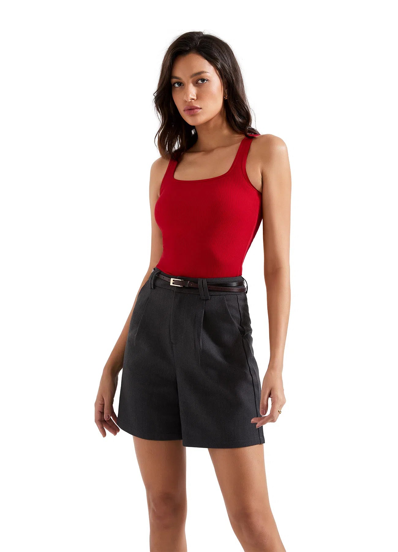 Cotton Ribbed Square Neck Tank Top