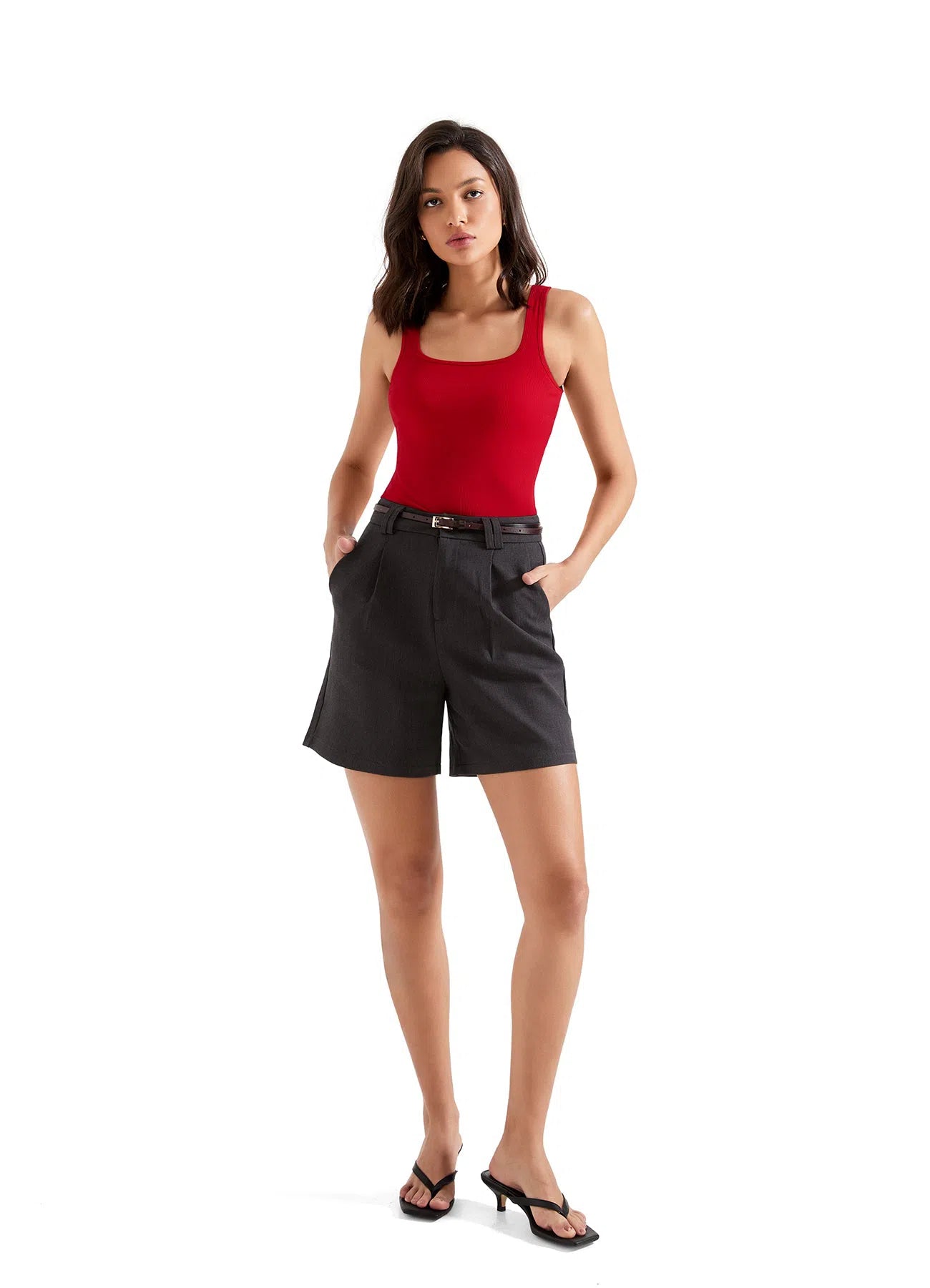 Cotton Ribbed Square Neck Tank Top