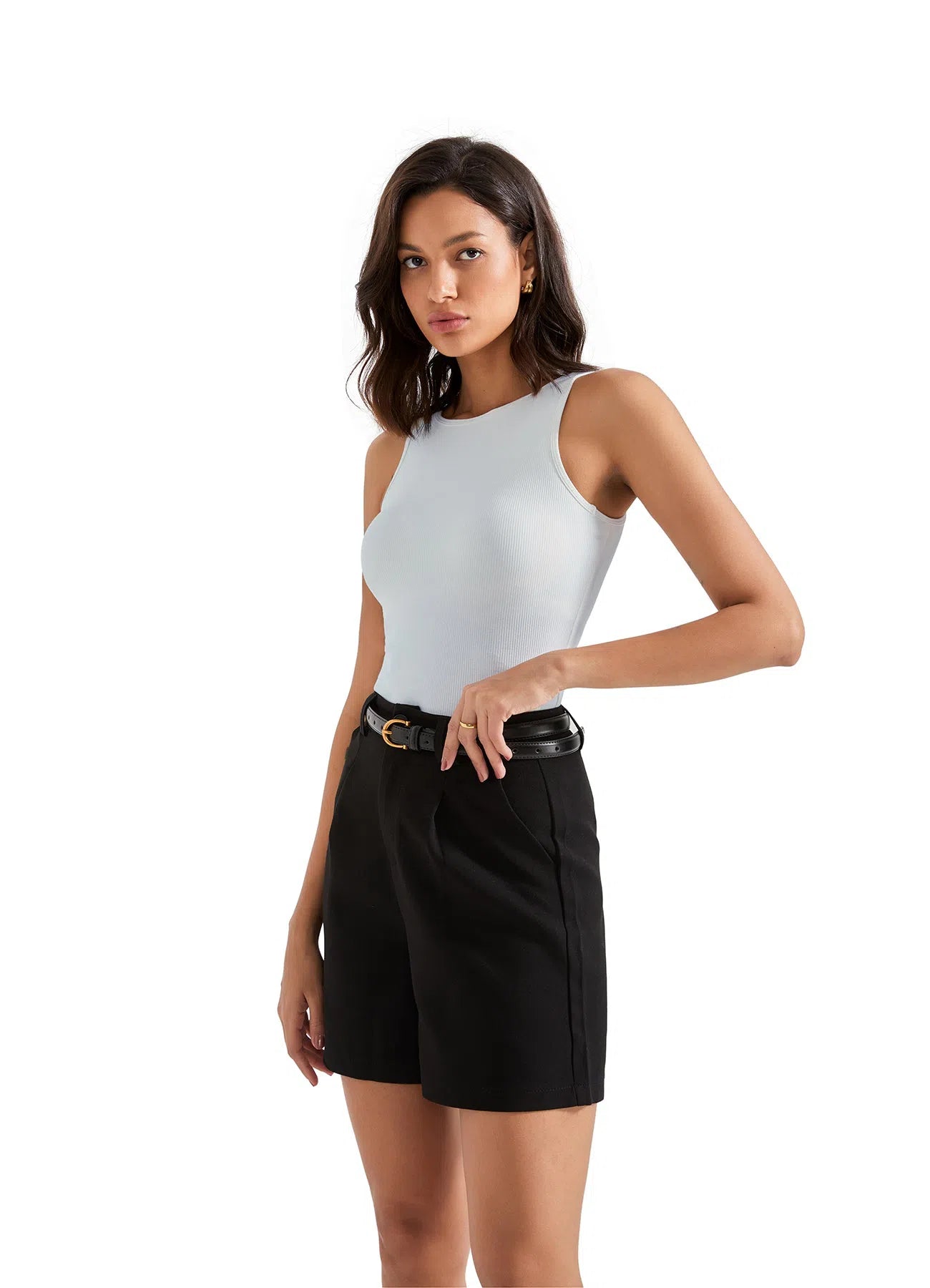 Cotton Ribbed Square Neck Tank Top