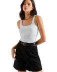 Cotton Ribbed Square Neck Tank Top
