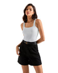 Cotton Ribbed Square Neck Tank Top