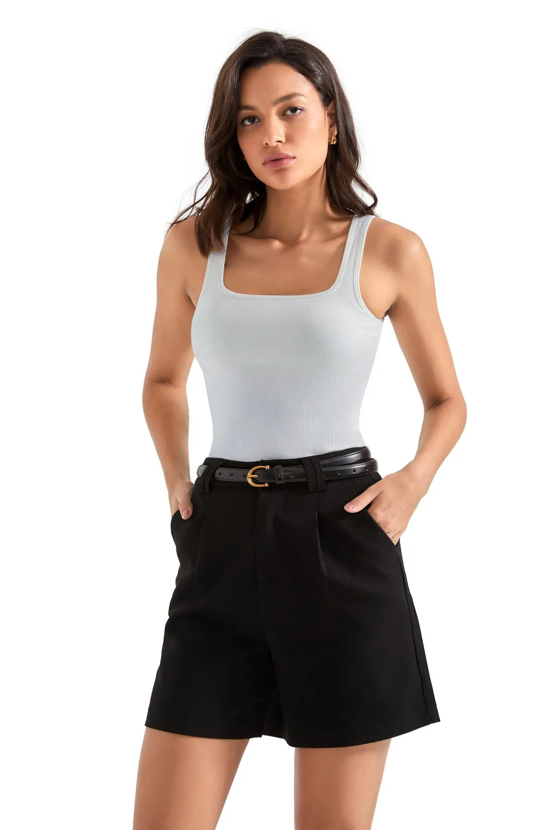 Cotton Ribbed Square Neck Tank Top