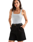 Cotton Ribbed Square Neck Tank Top