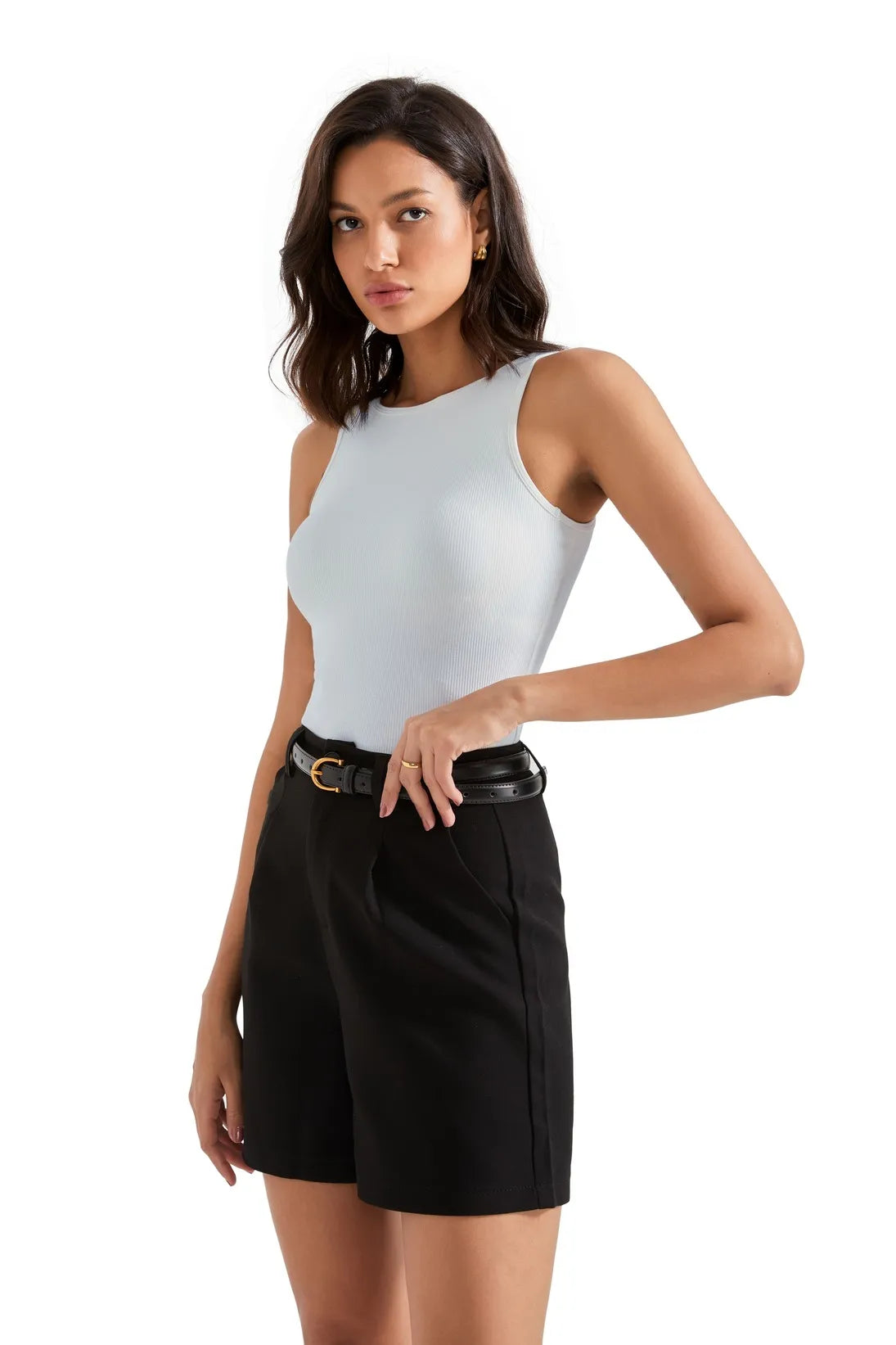 Cotton Ribbed Square Neck Tank Top